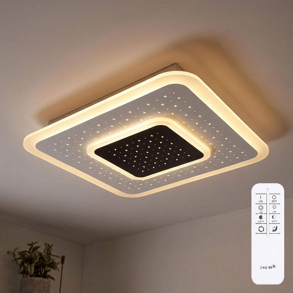 LED DECKENLEUCHTE Metall Weiß - Weiß, Metall (46/46/5.5cm) - Globo Lighting