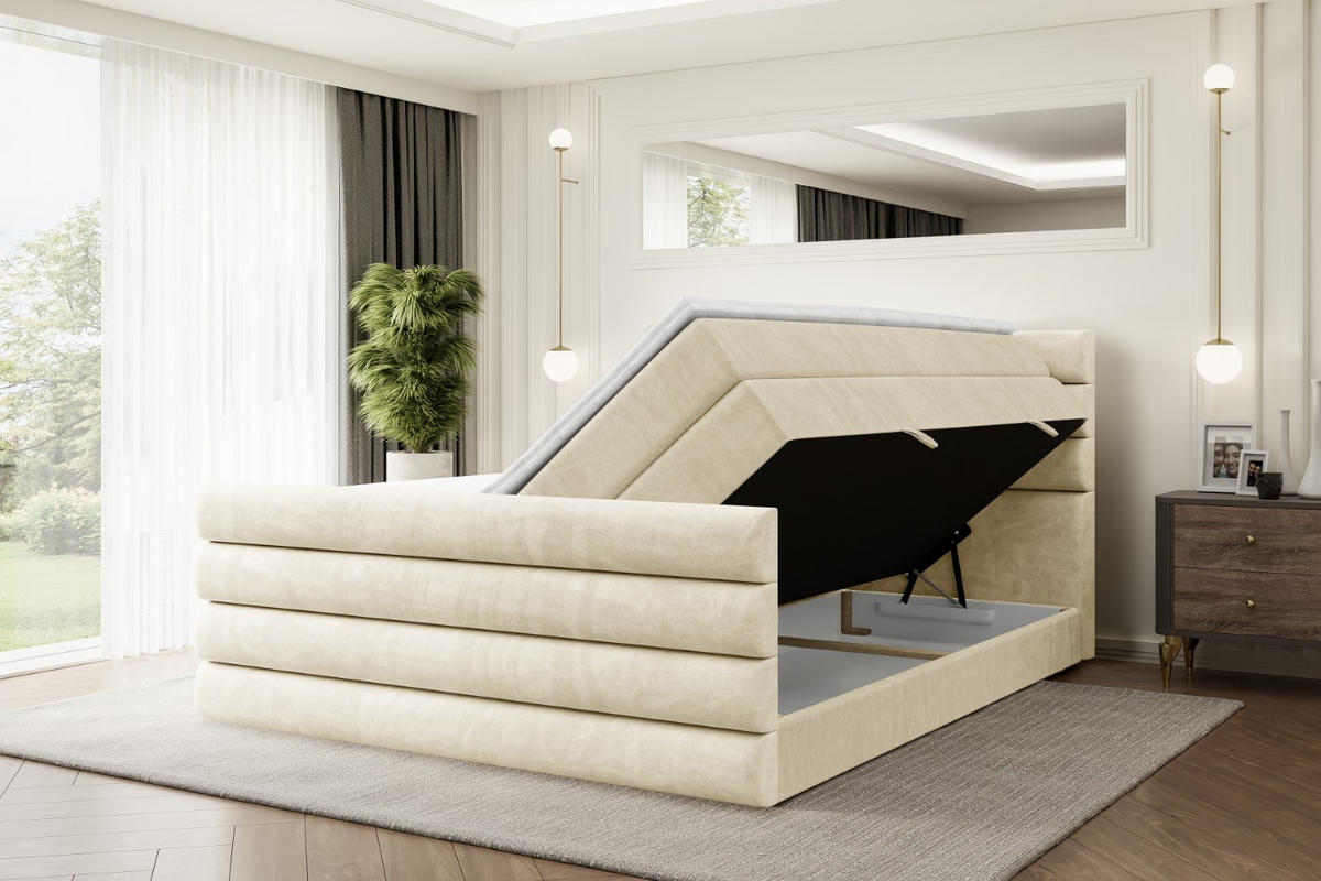 BOXSPRINGBETT CELESTIA-Z KING - 140x200 - H3/H4 - Beige - Beige, Holzwerkstoff (140/200cm) - ALTDECOR