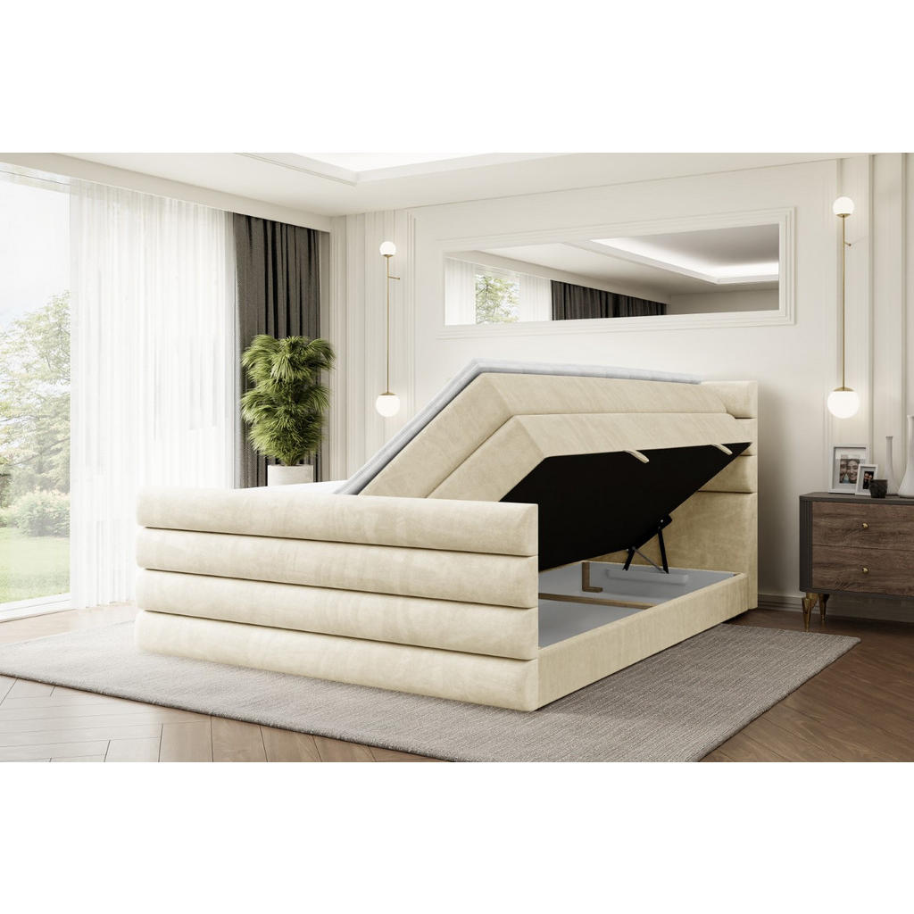 Thumbnail - Altdecor Boxspringbett, Beige, Holzwerkstoff, Höhe ca. 20 cm, 140x200 cm, Schlafzimmer, Betten, Boxspringbetten