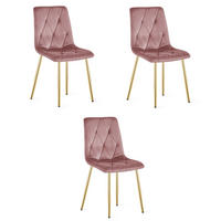 ESSZIMMERSTUHL 3-er Set TYRA rosa Sitz, goldene Beine - Pink/Goldfarben, Textil (44.5/87/54.5cm) - Valora