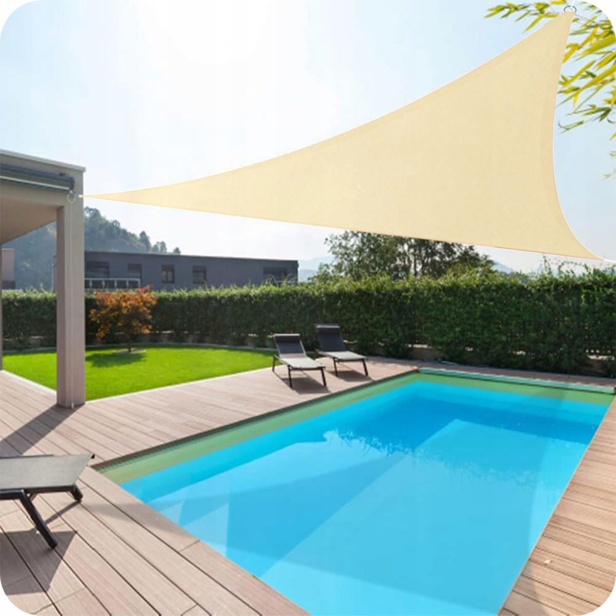 SONNENSEGEL Wasserdicht Dreieckig Beige 3x3m - Beige, Textil (300/300cm) - KRUMAD