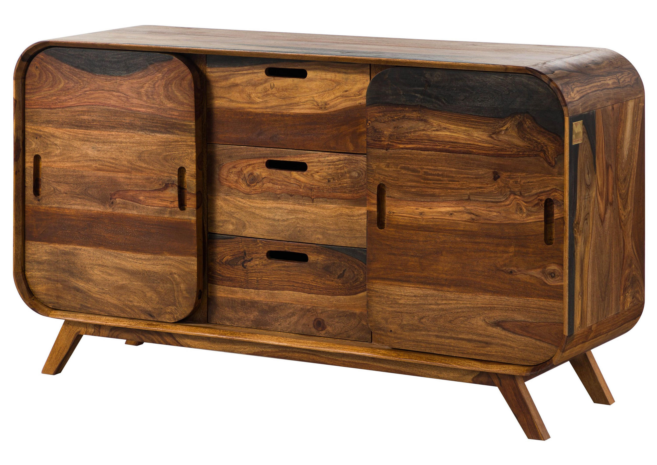 SIDEBOARD Sheesham 134x40x75 dunkelbraun lackiert MAILAND #201 - Dunkelbraun, Holz (134/75/40cm) - Massivmoebel24