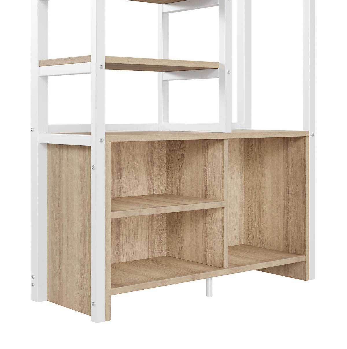 HOCHBETT aus Metall und MDF 90x200 cm Weiß mit Schreibtisch, Regalen, Steckdose und USB-Anschluss - Weiß, Metall (90/200cm) - IVMEU