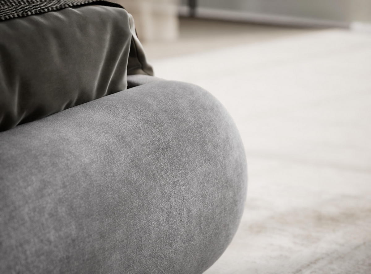 POLSTERBETT Maumere Grau 160/200 cm im Chenille-Stoff - Schwarz/Naturfarben, Holz/Holzwerkstoff (160/200cm) - Maison de Reve