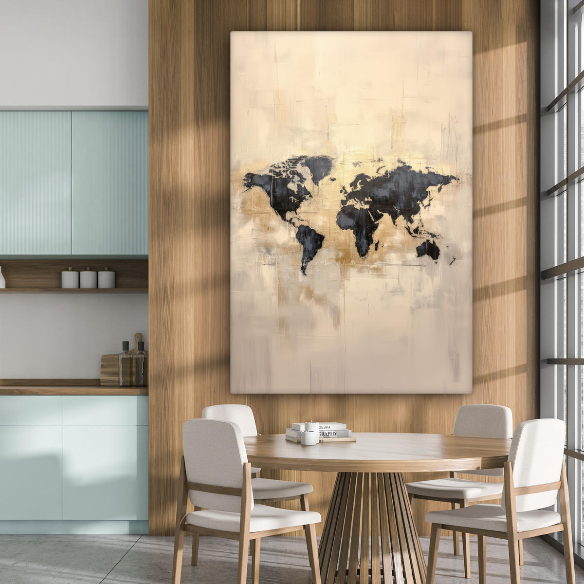 LEINWANDBILD Weltkarte - Gold - Schwarz - Abstrakt 90x140 cm - Kupferfarben, Textil (90/140cm) - MuchoWow