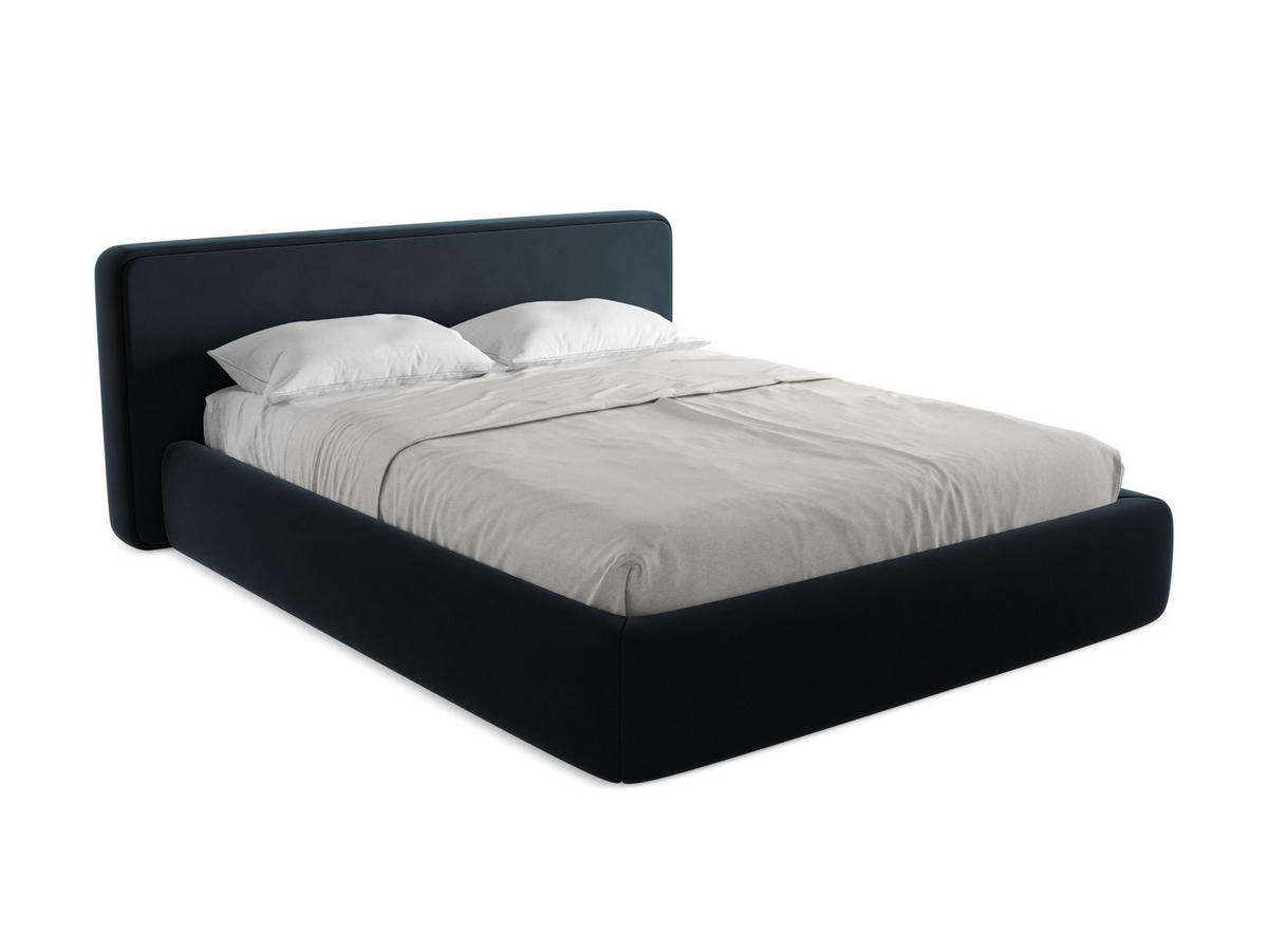 POLSTERBETT mit Bettkasten und Lattenrost 200x225 Blau - Blau/Schwarz, Kunststoff/Textil (160/200cm) - Makamii