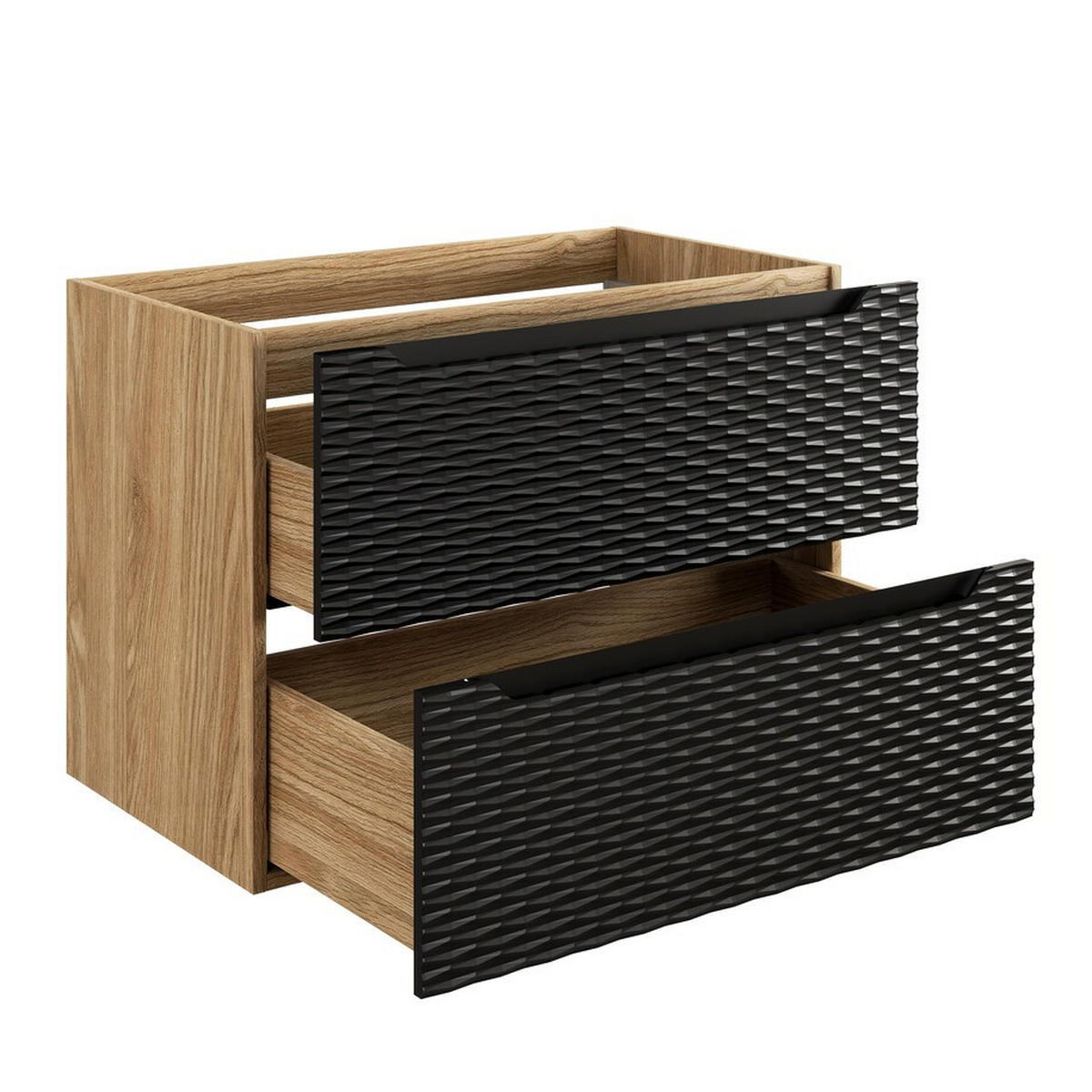 WASCHBECKENUNTERSCHRANK 80 cm 2 Teile - Ocean Black O BM453 in Schwarz / Geölter Eiche - Schwarz, Holz (80/57/46cm)