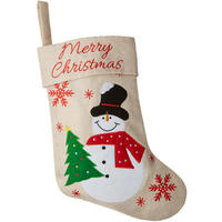 NIKOLAUSSTIEFEL IN JUTE-OPTIK Mit Schneemann-motiv,26 x 36,5 cm,beige - Beige, Kunststoff (36.5/0.5/26cm) - tectake