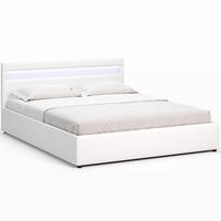 POLSTERBETT 140×200 mit Bettkasten und Lattenrost Nira Öko-Leder weiß LED - Weiß, Holz/Textil (140/200cm) - Jana