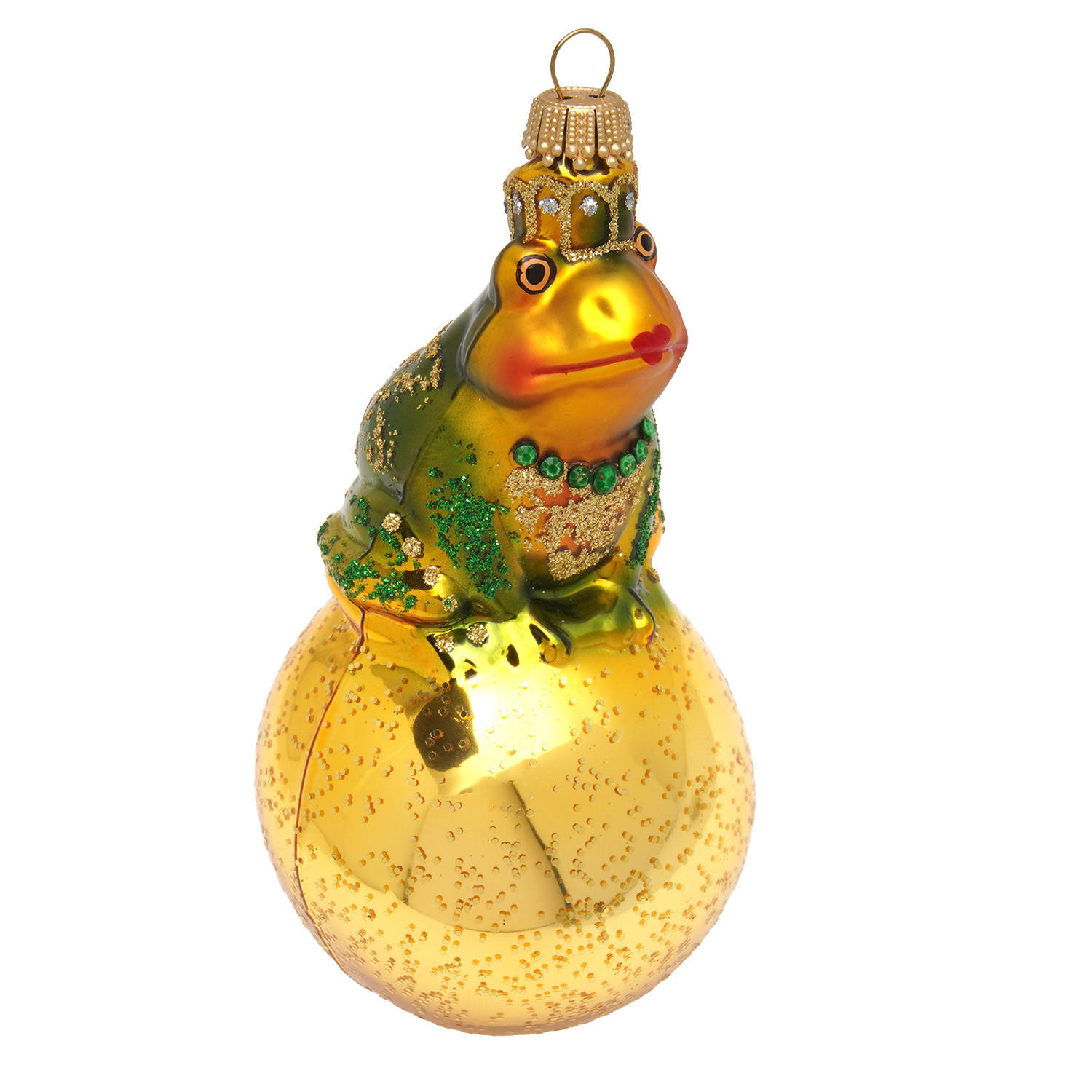 CHRISTBAUMSCHMUCK Froschkönig Goldfarbig 12cm (Glas / 1 Stk.) - Goldfarben, Glas (7/12/6cm)