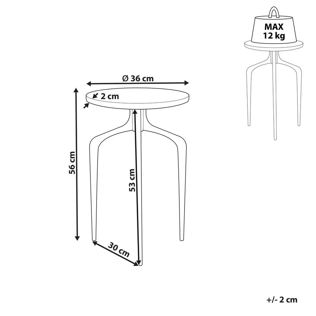 Thumbnail - Beliani Beistelltisch, Weiß, Schwarz, Stein, Rund, 36x56x36 cm, Wohnzimmer, Wohnzimmertische, Beistelltische