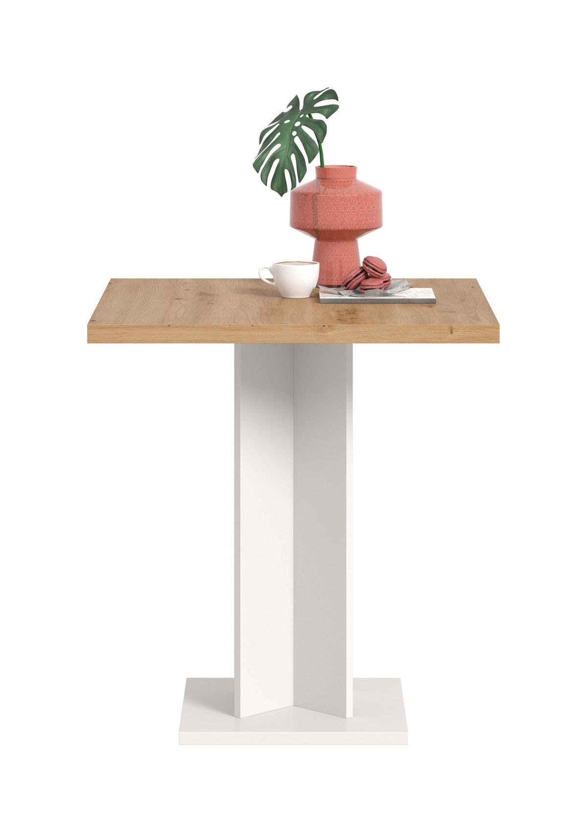 ESSTISCH GUSTAV (B/H/T: ca. 70/76/70 cm) in weiß/Artisan Eiche Nachbildung - Weiß, Holzwerkstoff (70/70/76cm)