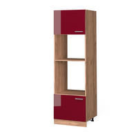 MIKROWELLENSCHRANK R-Line Rot Hochglanz 60 cm - Honigeiche/Bordeaux, Holzwerkstoff (60/206.8/57.2cm) - Vicco