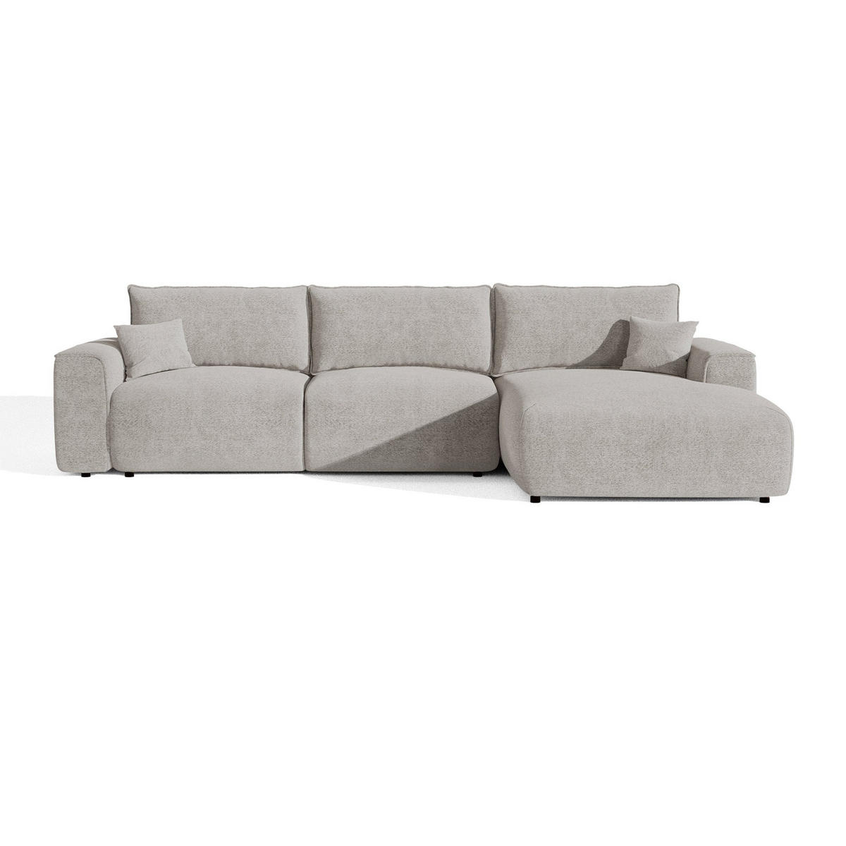 ECKSOFA rechtwinklig COMO Bouclé-Stoff Hellgrau 300cm - Hellgrau/Grau, Textil (300/165cm) - Premium Interiors