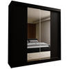 SCHWEBETÜRENSCHRANK LUCENZA 200/216/61 cm 2-türig mit Spiegel Schwarz - Schwarz, Holzwerkstoff (200/216/61cm) - MASSENO