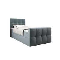 BOXBETT MANHATTAN mit Matratze H3, Bonell und Topper 120x200 Monolith 72 - Blau, Textil (120/200cm) - Bedante