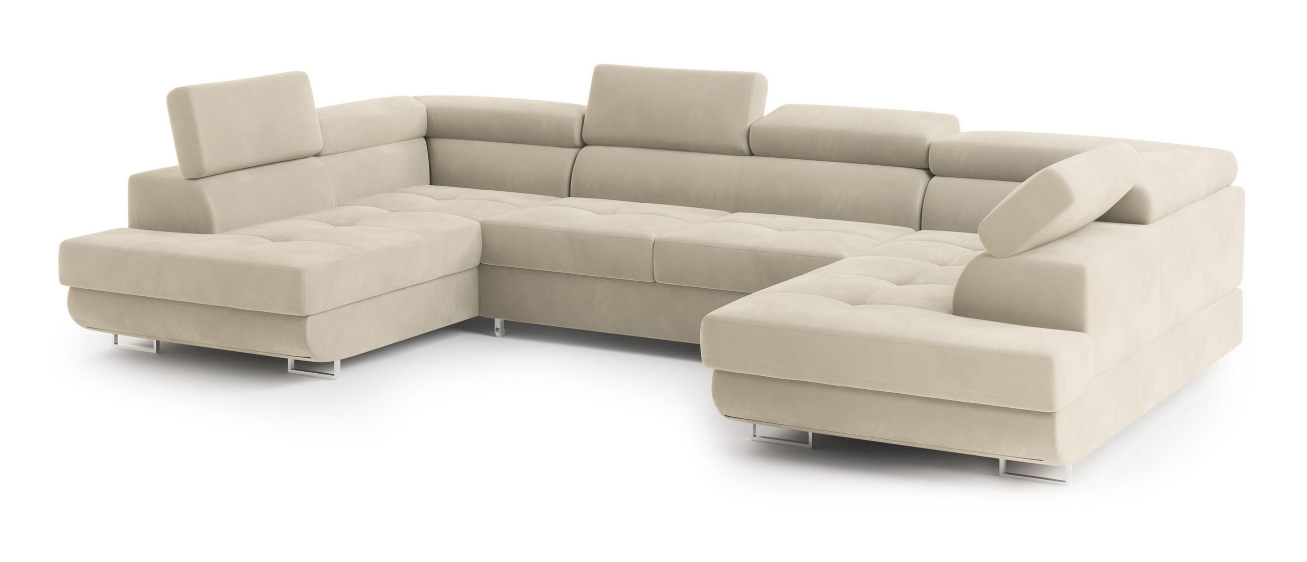 ROHOVÁ SEDAČKA RAGGIO krémová - stříbrná/krémová, kov/dřevo (336/202cm) - MASSENO