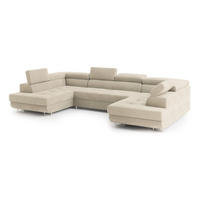 ROHOVÁ SEDAČKA RAGGIO krémová - stříbrná/krémová, kov/dřevo (336/202cm) - MASSENO