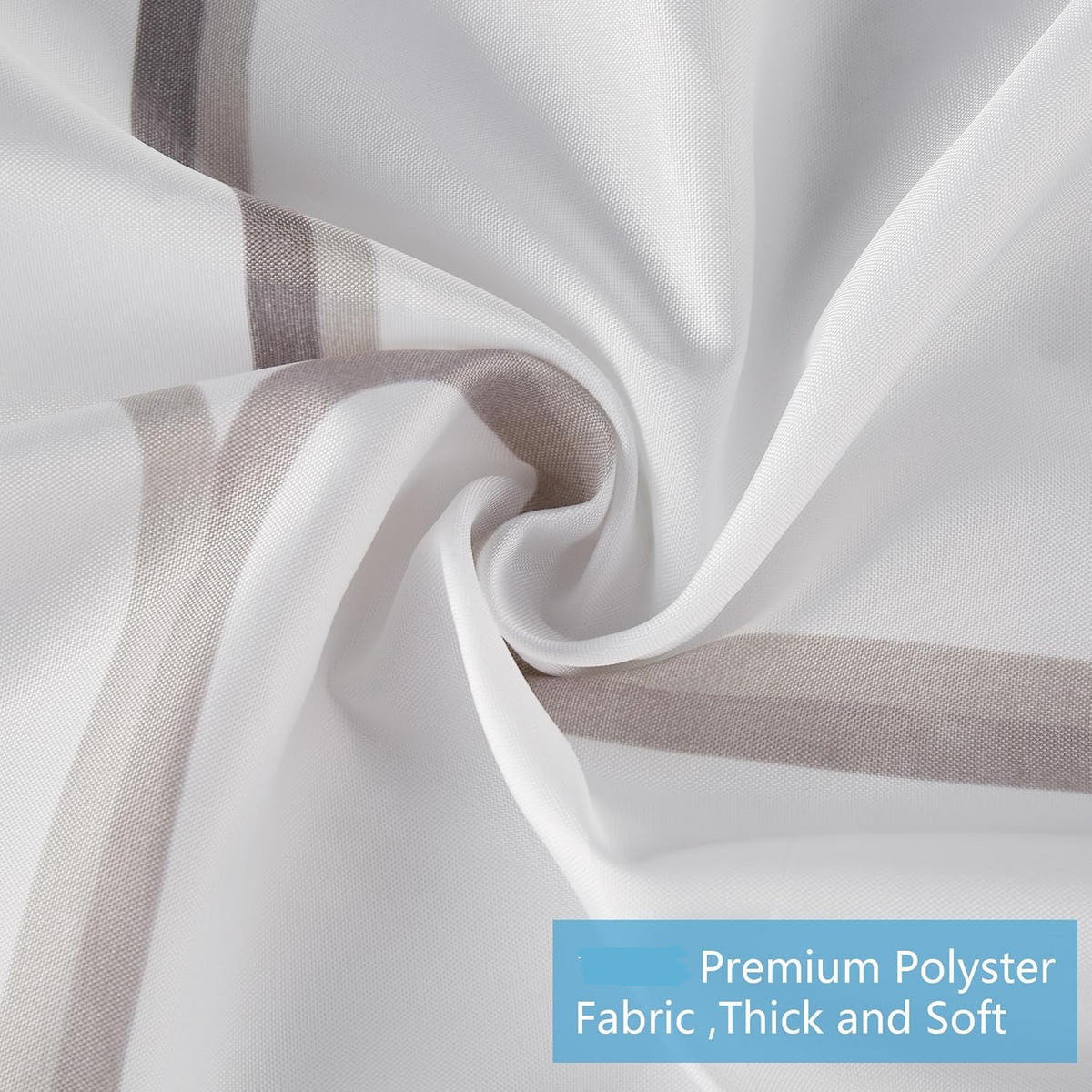 DUSCHVORHANG wasserdicht Polyester maschinenwaschbar mit Haken kariert Weiß - Weiß, Kunststoff (180/180cm) - MCBOSON