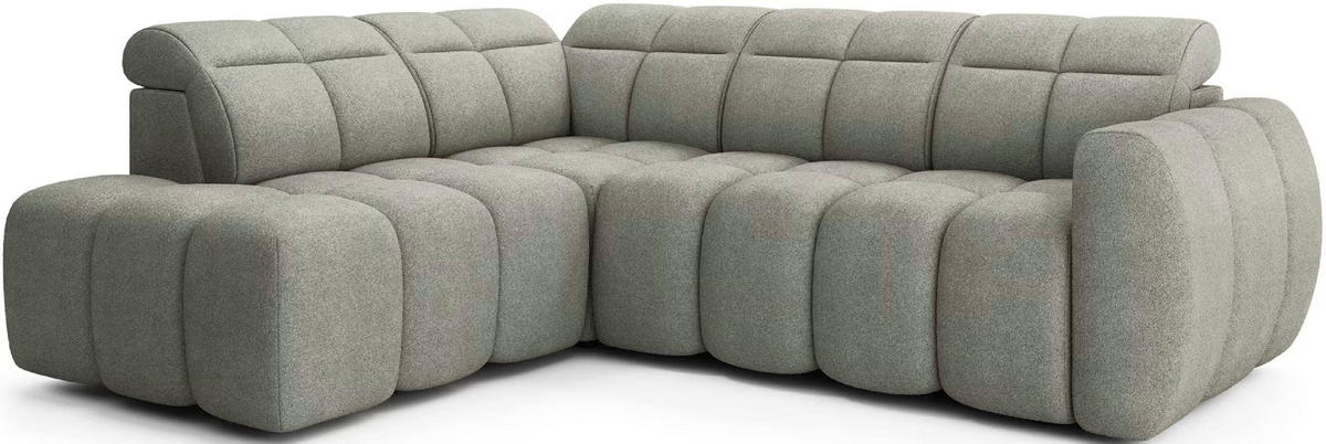 ECKSOFA mit elektrischem Sitzvorschub, Bettkasten und verstellbare Kopflehnen - Grün, Naturmaterialien/Textil (258/208cm) - Eltap