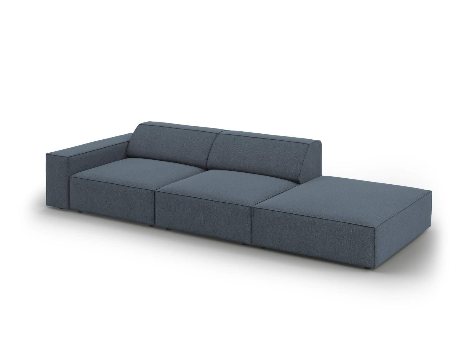 SOFA Jodie aus strukturiertem Stoff blau 3 Sitzplätze - Blau, Textil (102/70/262cm) - Micadoni