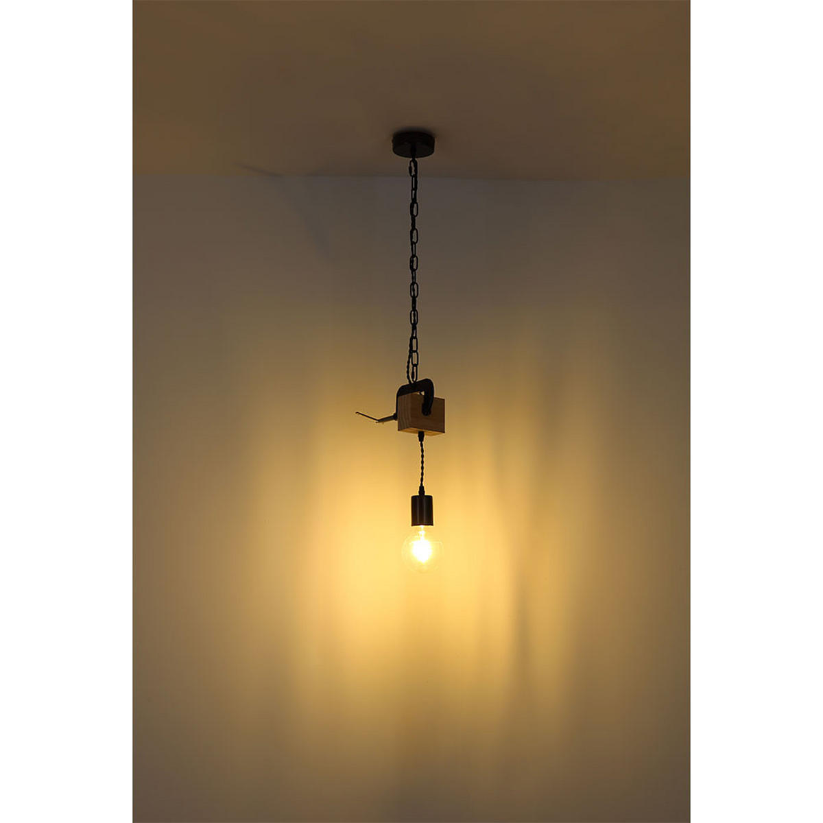 HÄNGELEUCHTE LUDI Holzoptik Braun - Braun, Holz (14/10/120cm)