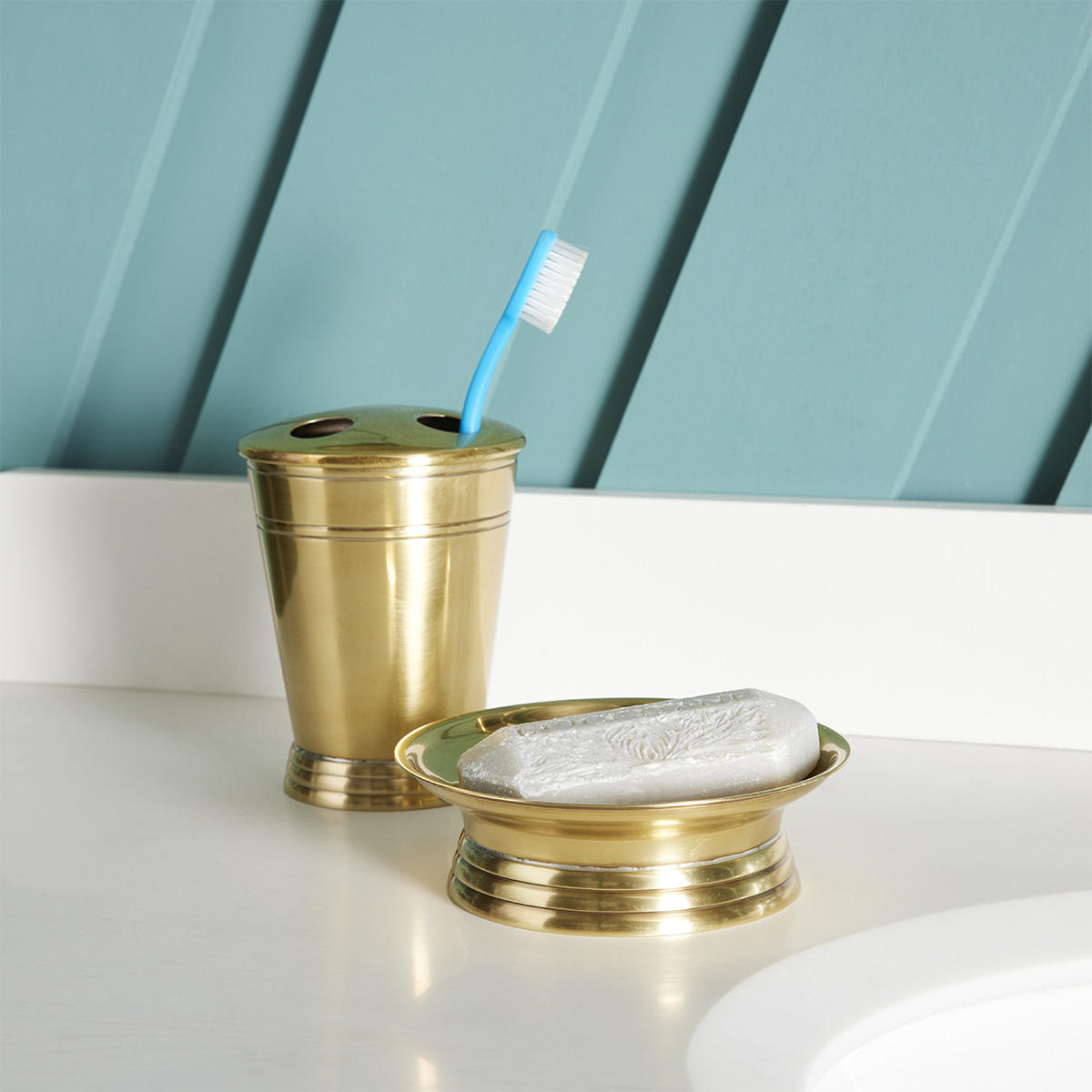 ZAHNBÜRSTENHALTER aus Messing mit goldenem Finish - Goldfarben, Metall (9/13/9cm) - Signature