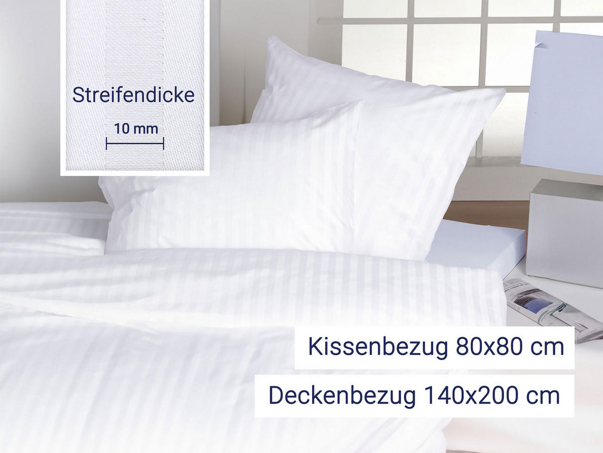 BETTWÄSCHE, 80x80 + 140x200 cm, 100% Baumwolle, Weiß - Weiß, Textil (140/200cm) - Zollner