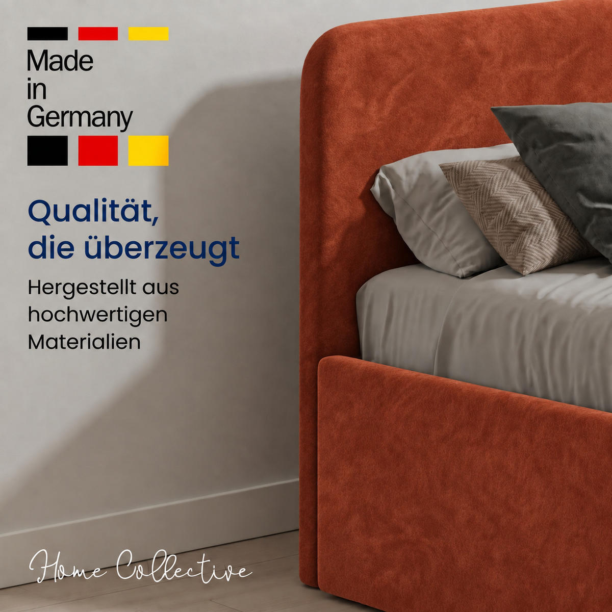 POLSTERBETT 200x200 cm Microvelours in Terra - Terracotta, Textil (200/200cm) - Home Collective