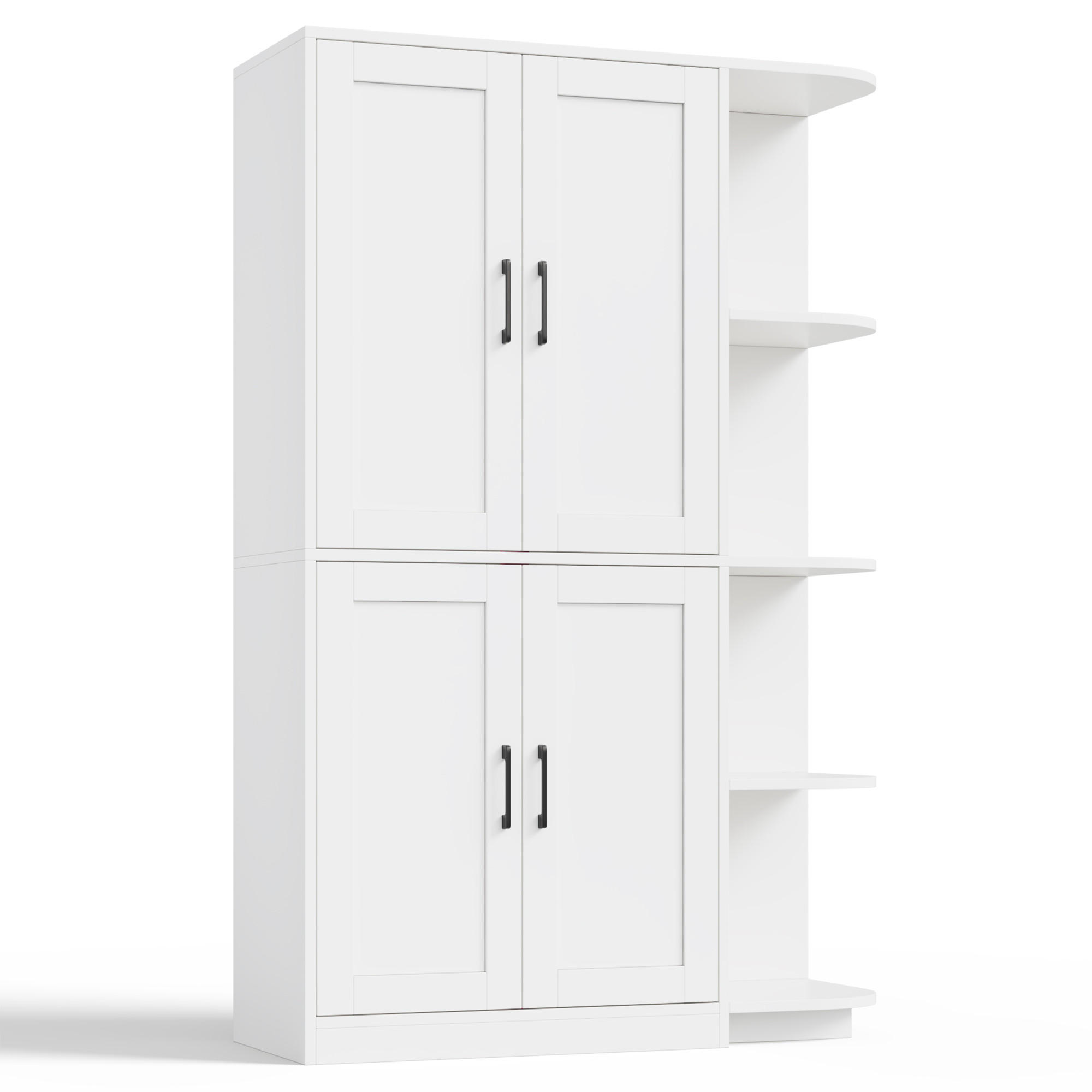 MEHRZWECKSCHRANK DE-38697 103/40/163 cm 4 Türen und 4 offene Fächer Weiß - Weiß, Holzwerkstoff (103/163/40cm) - ComfortXL
