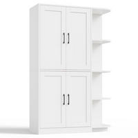 MEHRZWECKSCHRANK DE-38697 103/40/163 cm 4 Türen und 4 offene Fächer Weiß - Weiß, Holzwerkstoff (103/163/40cm) - ComfortXL