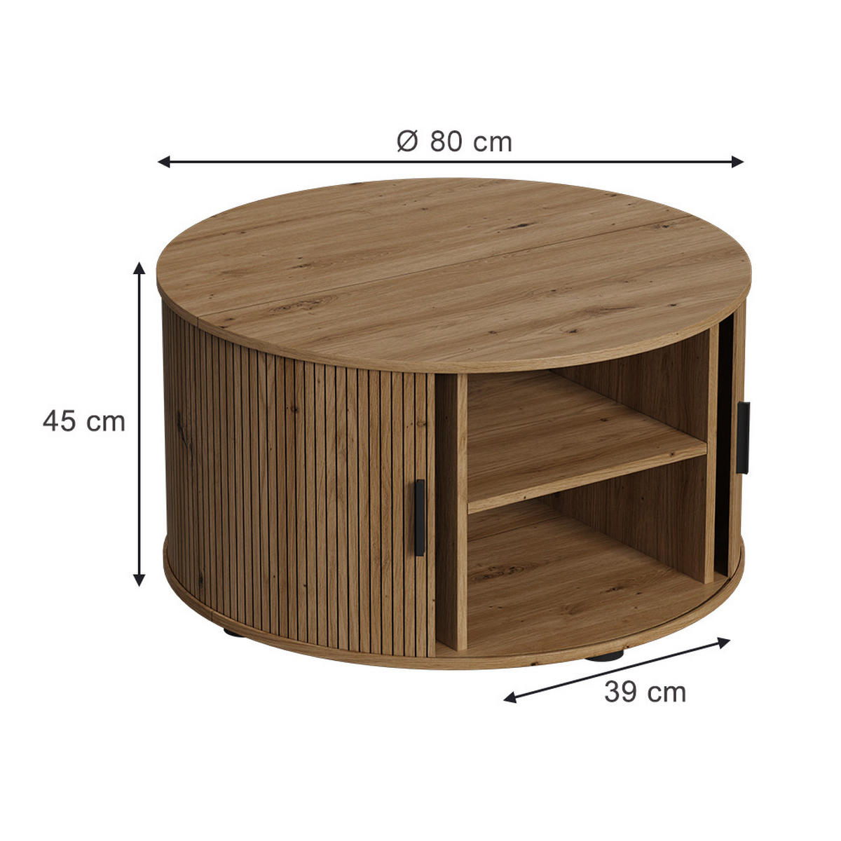 MASUTA DE CAFEA Selva stejar 80 x 80 cm cu usa culisanta - culoare lemn stejar, compozit lemnos (80/80/45cm) - Vicco