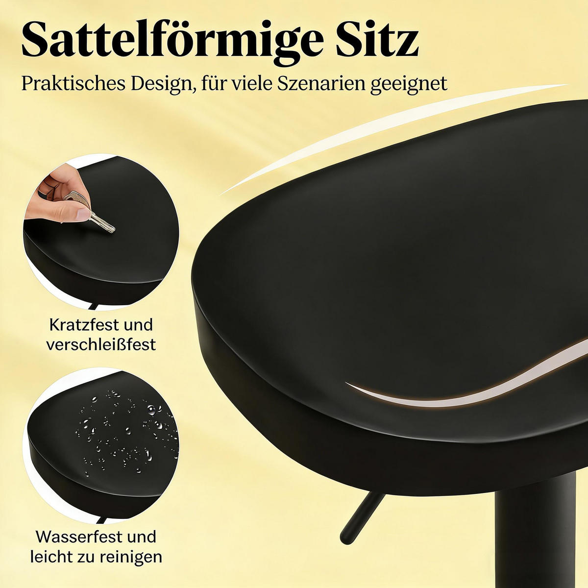 BARHOCKER 1er-Set Schwarz drehbar höhenverstellbar aus Massivholz - Schwarz, Holz (41.5/81/31.5cm) - PANGIVO