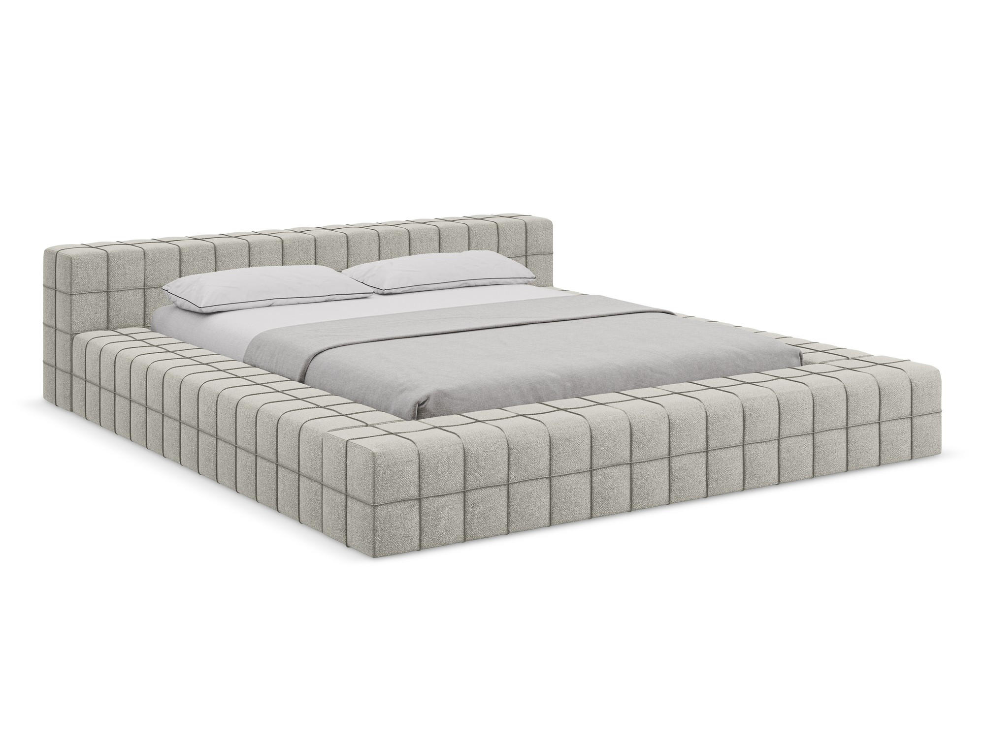 POLSTERBETT mit Lattenrost 220x260 Beige - Beige/Schwarz, Kunststoff/Textil (160/200cm) - Makamii