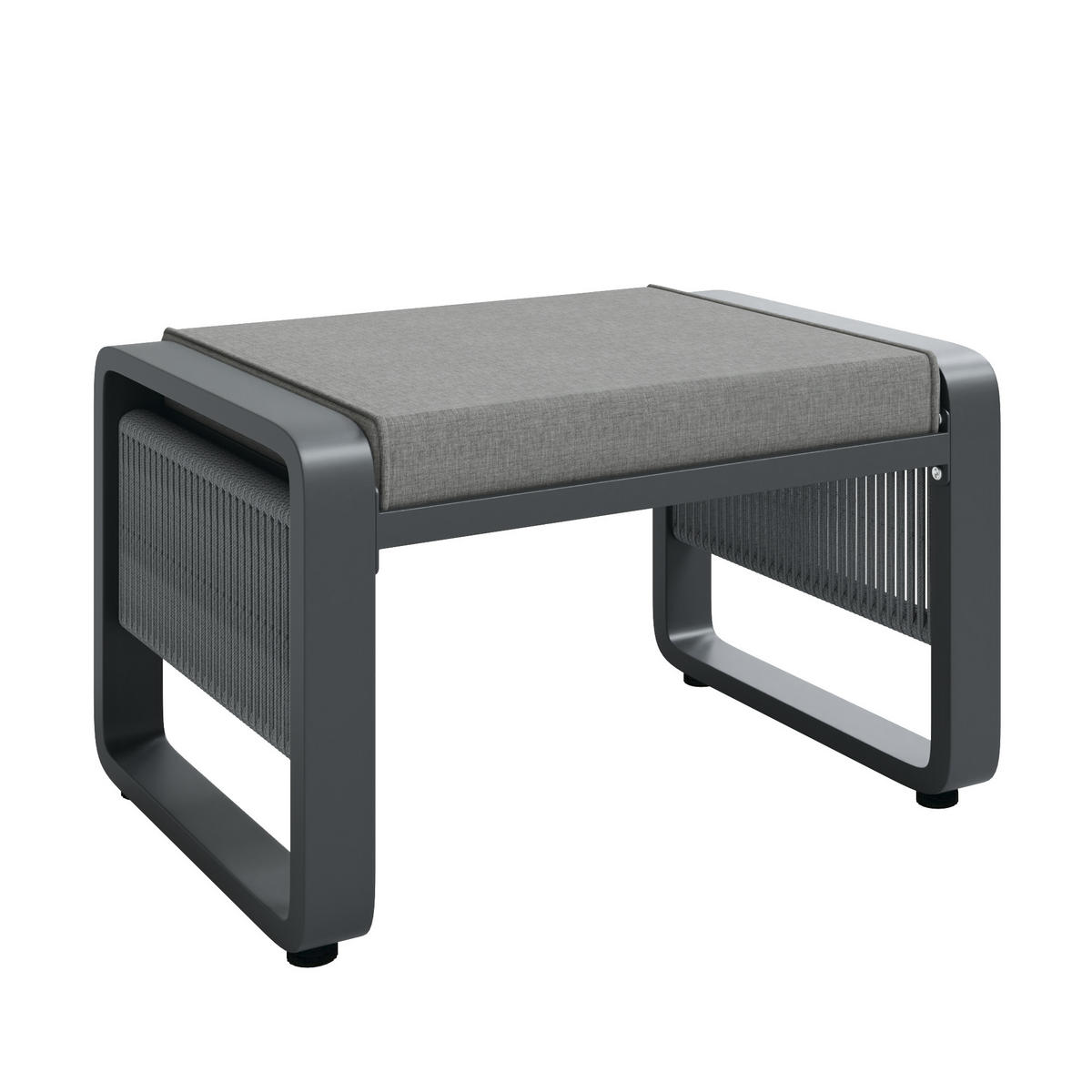 LOUNGEGARNITUR aus Metall & wasserabweisendem Stoff Grau mit verstellbaren Füßen - Grau, Metall - Modfu