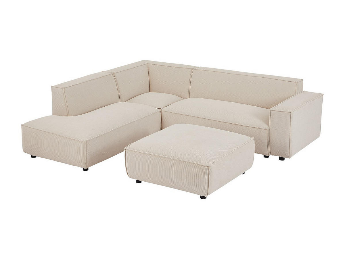 SOFA - 7 Personen - samt - beige Borore - Beige, Holz/Textil (256/75/231cm) - Vente-Unique