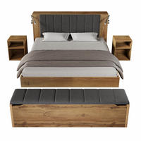 DŘEVĚNÁ postel 160/200 cm s integrovanými čtecími lampami, USB portem, úložným prostorem a matrací, Dub - barva dubu, kompozitní dřevo (160/200cm) - Redom