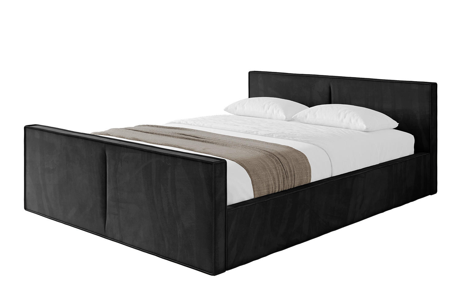 POLSTERBETT mit Bettkasten, Fußteil und Lattenrost, Boxbett ohne Matratze - EMMI-Z-V1 120x200 Schwarz - Schwarz, Holzwerkstoff/Textil (120/200cm) - ALTDECOR