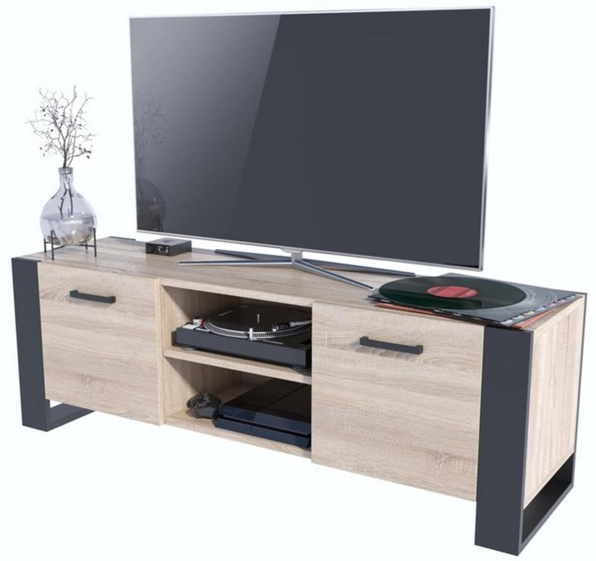 FERNSEHKOMMODE ALBA BIS Sonoma Eiche 185/43,6/50 cm - Sonoma Eiche, Holzwerkstoff (150/50/43.6cm) - Matkam Möbel