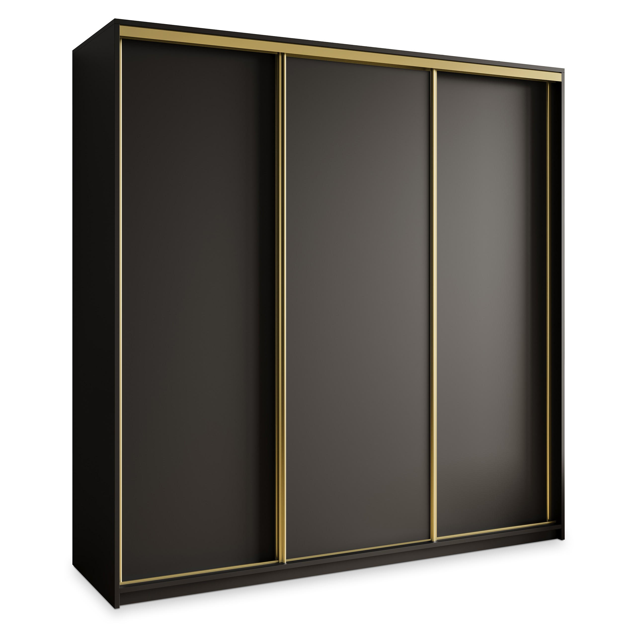 Masseno Schwebetürenschrank Schwarz, Gold 180x205x60 cm