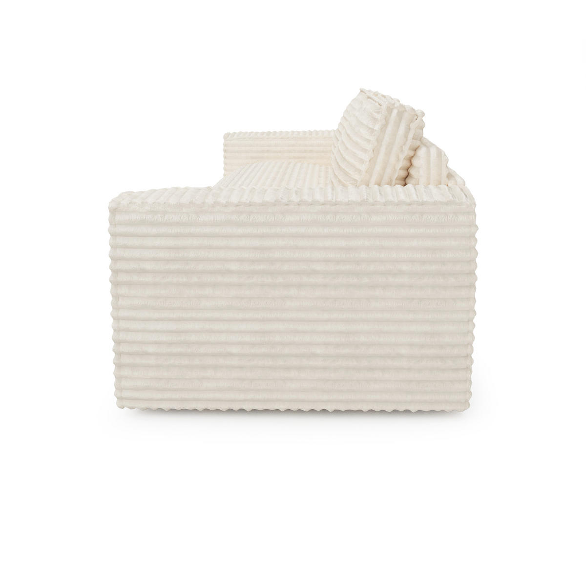 SCHLAFSOFA GERADE Gerippter Samt Creme 234cm - Creme, Textil (234/90/100cm) - Sia Home