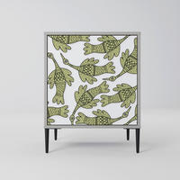 SIDEBOARD SEEDLING SONGBIRD, Grau, 57,5x42x72,5 cm, Schwarze Metallfüße - Multicolor/Schwarz, Holzwerkstoff/Metall (57.5/72.5/42cm) - SpaceRebels