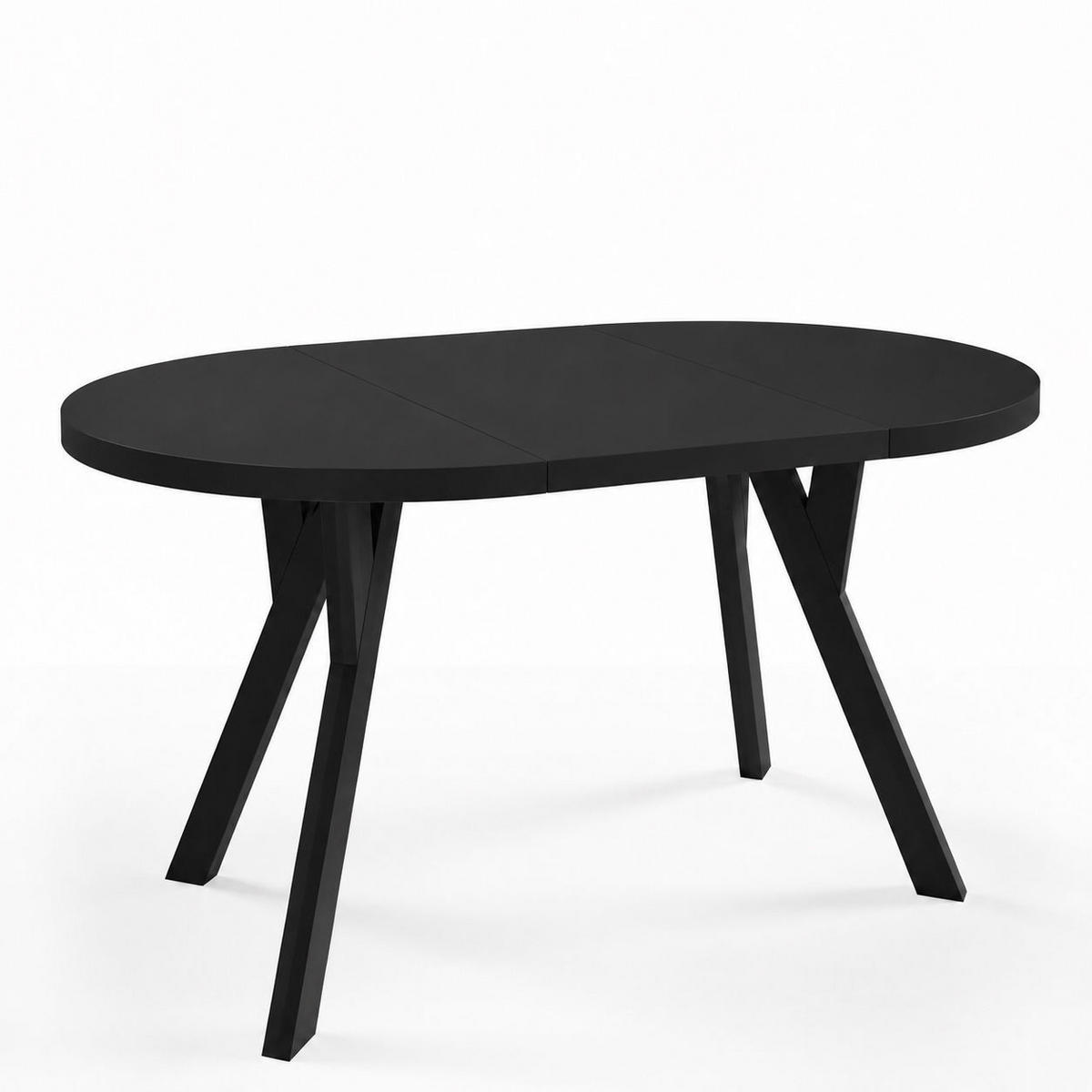 ESSTISCH ausziehbar rund 100-140 cm ATO Schwarz, Auszugstisch mit Einlegeplatte - Schwarz, Holzwerkstoff (100/100/77cm) - VENASI MÖBEL