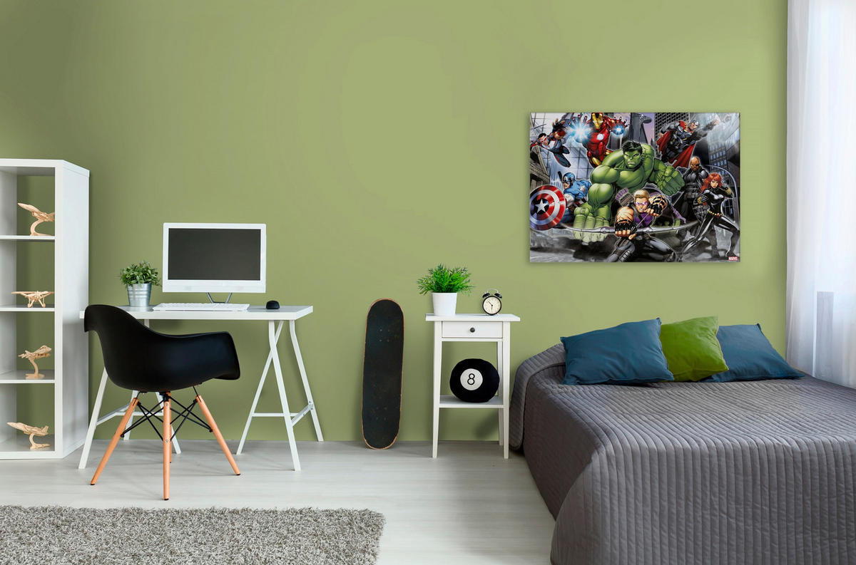 LEINWANDBILD Marvel Avengers Im Kampf - Leinwand 70x50cm - Multicolor, Holzwerkstoff (50/70cm) - Marvel