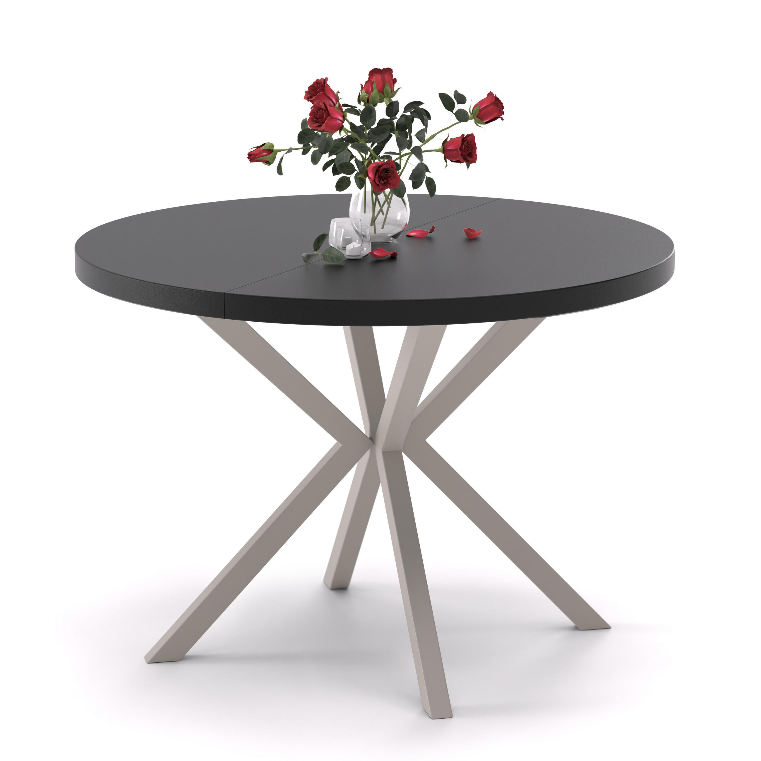 AUSZIEHTISCH MILTON 120-196/76 cm mit Metallgestell, Kaschmir / Schwarz Molet - Kaschmir/Schwarz, Holzwerkstoff/Metall (120/120/76cm) - Idohome