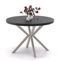 AUSZIEHTISCH MILTON 90-166/76 cm mit Metallgestell, Kaschmir / Schwarz Molet - Kaschmir/Schwarz, Holzwerkstoff/Metall (90/90/76cm) - Idohome