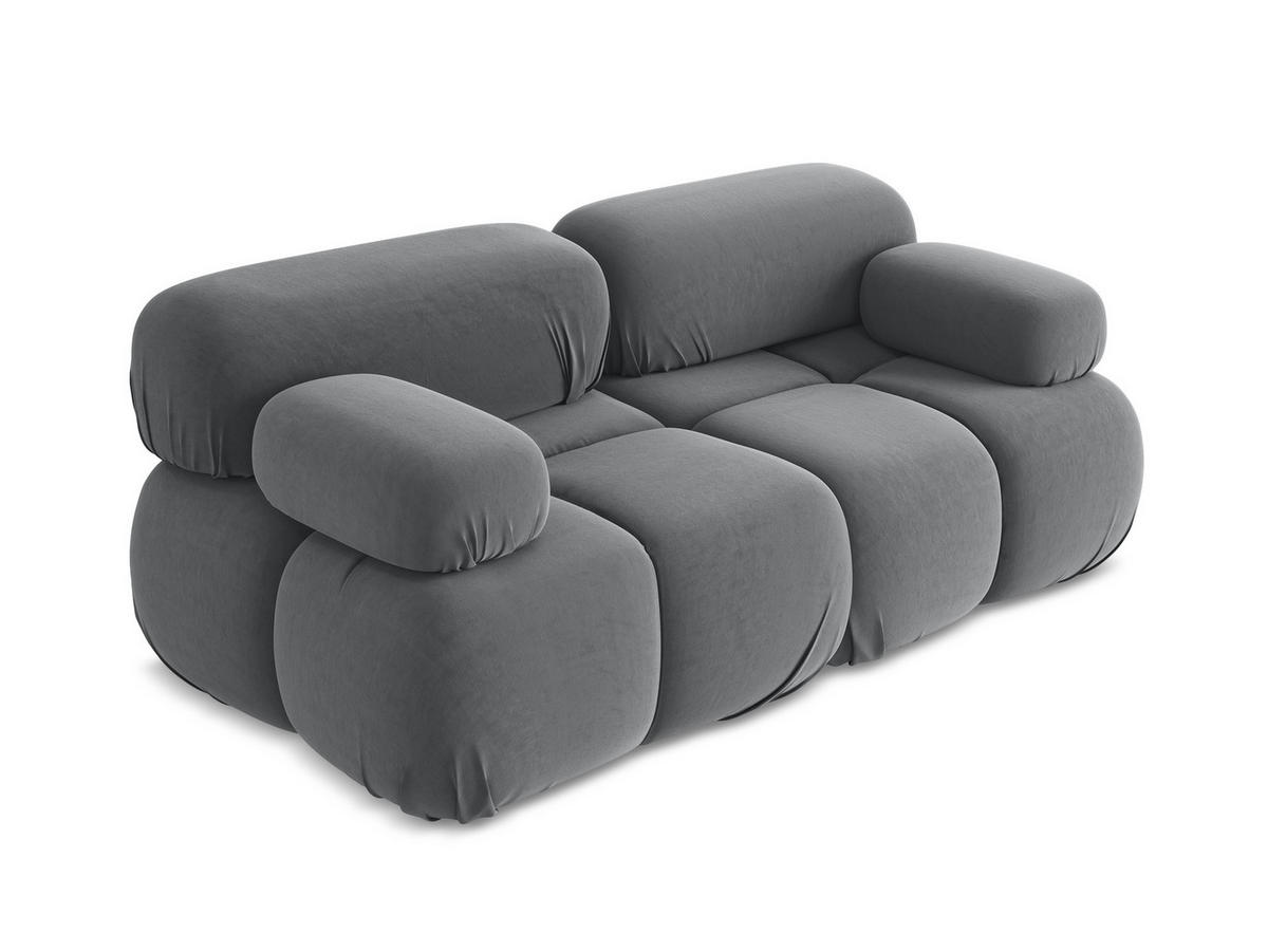2-SITZER-SOFA Samt Stoff Grau - Dunkelgrau/Schwarz, Kunststoff/Textil (190/70/96cm) - Makamii