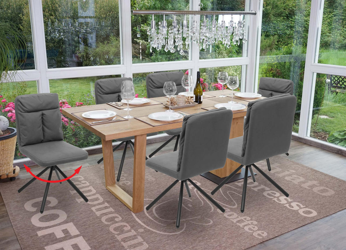 ESSZIMMERSTUHL Grau 6er-Set - Grau, Textil (50/90/65cm) - MCW