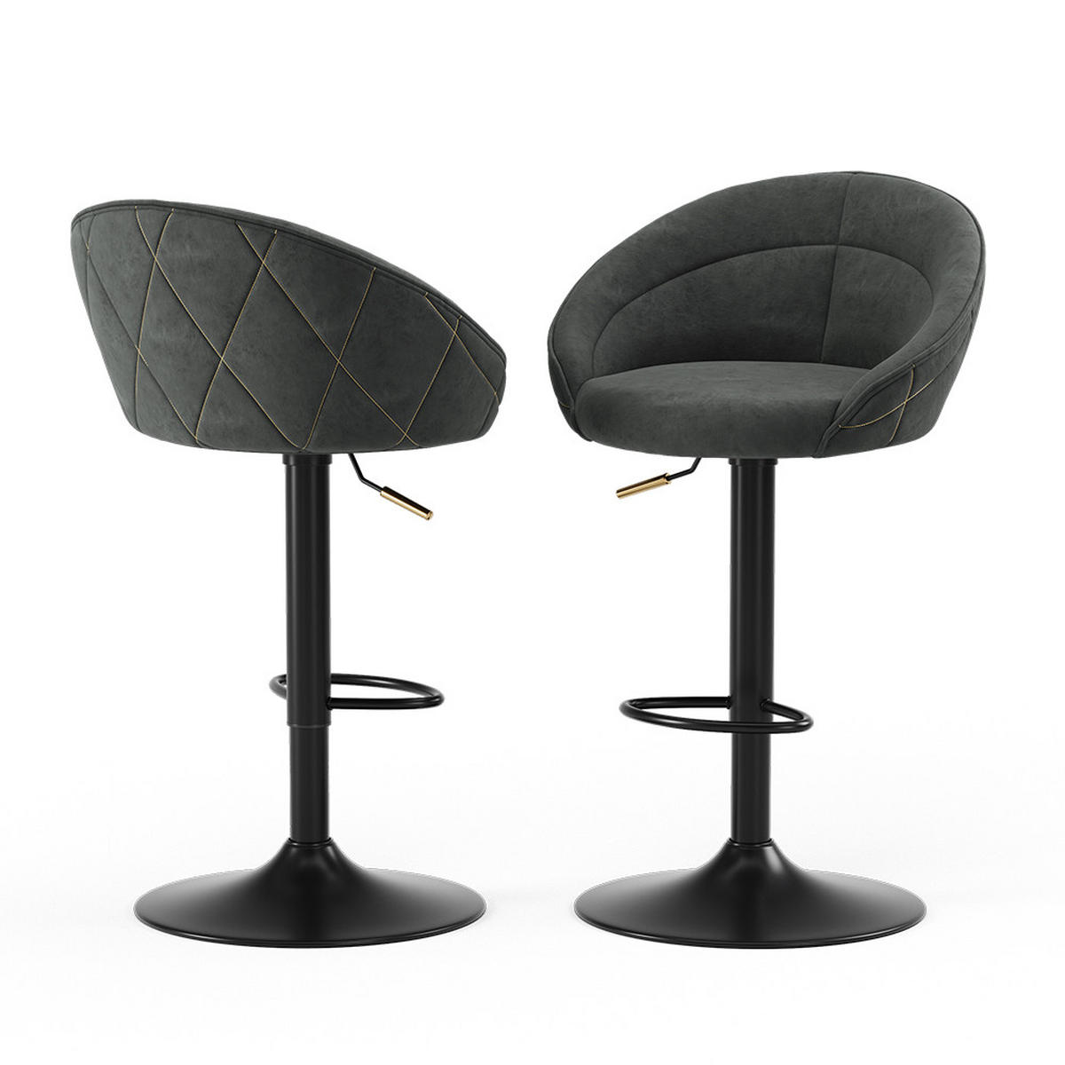 BARHOCKER Goldamo Anthrazit 58.5 x 84.5 cm 2er-Set - Anthrazit, Textil (58.5/84.5/105cm) - Vicco