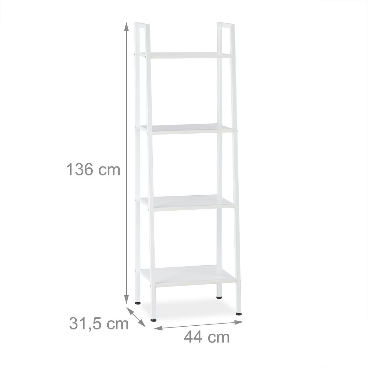 STANDREGAL - Weiß, Holzwerkstoff/Metall (44/136/31.5cm) - Relaxdays